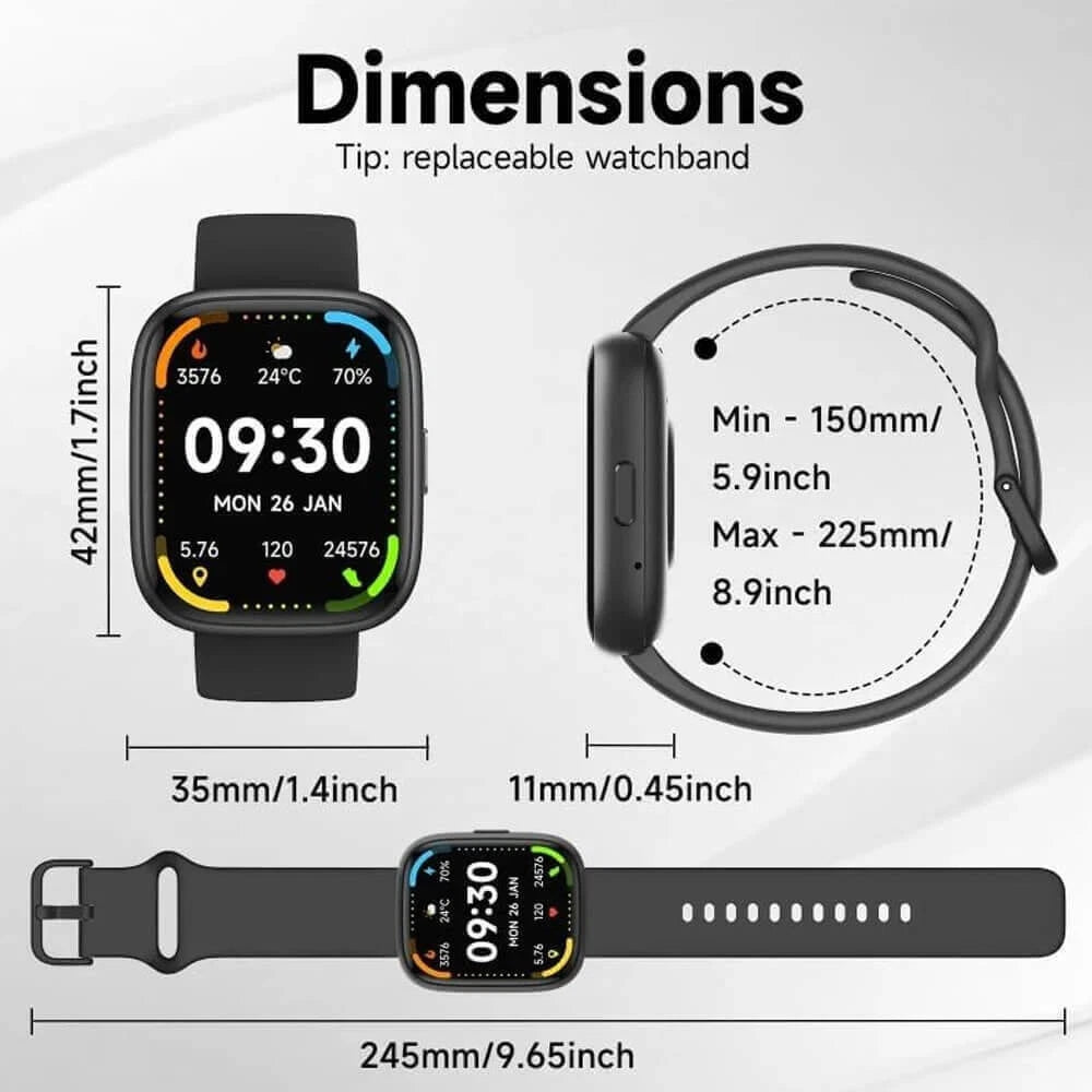 Vibeat Smart Watch for Men Women 1.83" Alexa Built-in Waterproof IP68 Smartwatch