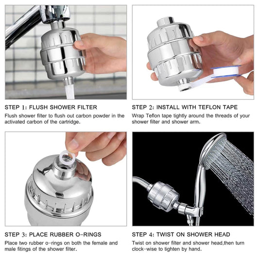 20 Stage Shower Head Filter Bath Hard Water Softener Chlorine Purifier