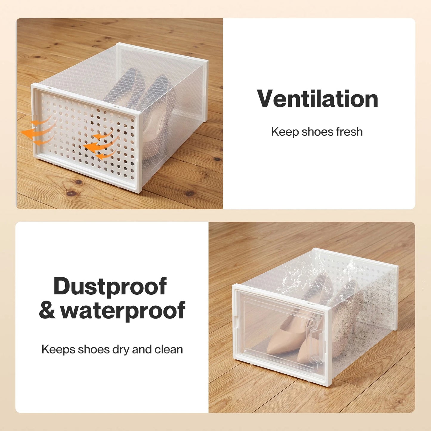 Stacked Shoe Rack Storage Boxes 12 Pcs Stackable Clear Plastic Display Cases