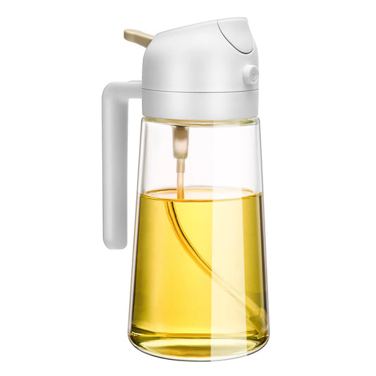600ml 2 in 1 Glass Oil Sprayer Dispenser Kitchen Sprayz Bottle BBQ Spray White