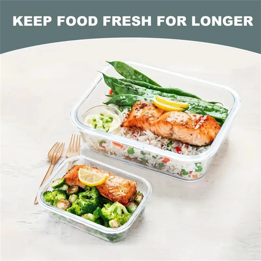 10PCS Pack Glass Food Storage Containers With Lids Airtight Leak Meal Prep Glass