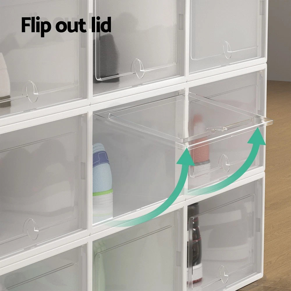 Artiss Shoe Rack Storage Cabinet Shoe Box 24 Stackable Plastic Cube White