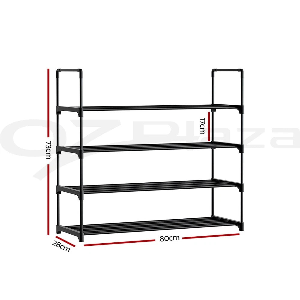 Artiss Shoe Rack Storage Cabinet Stackable Shelves Stand 4 Tiers 16 Pairs Black