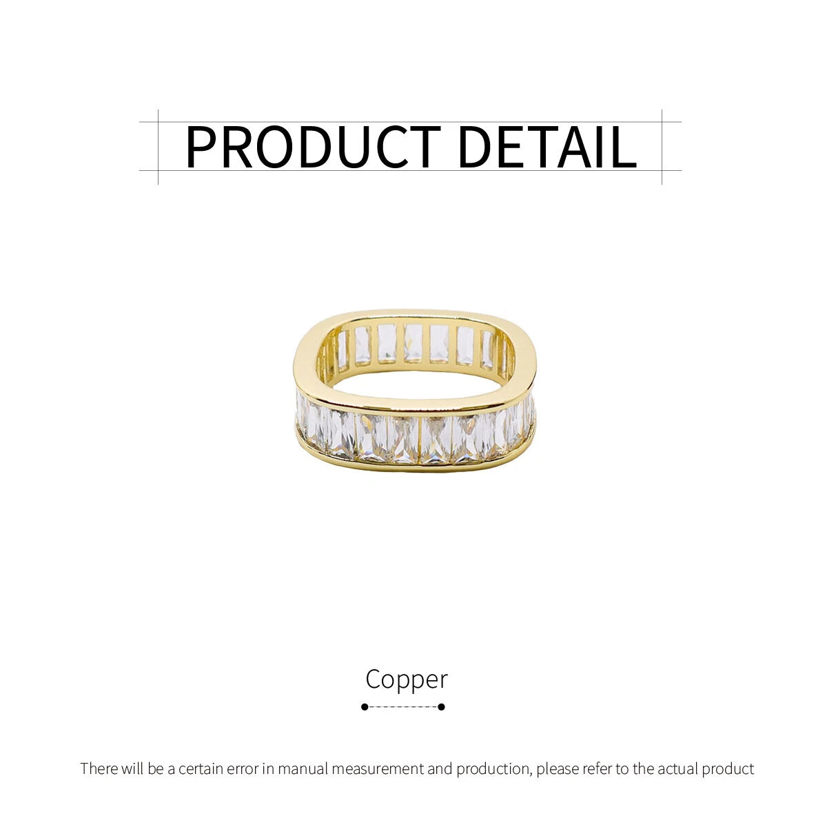 Square Zircon Diamond Row Ring Women Elegant Luxury Fashion Jewellery GiftChoice