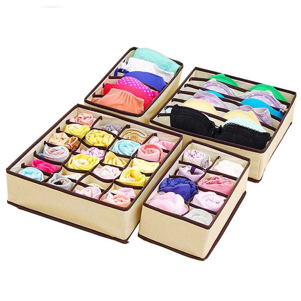 Foldable Storage Drawer Organizer Bra Underwear Closet Divider Kit 4 PCS/SET
