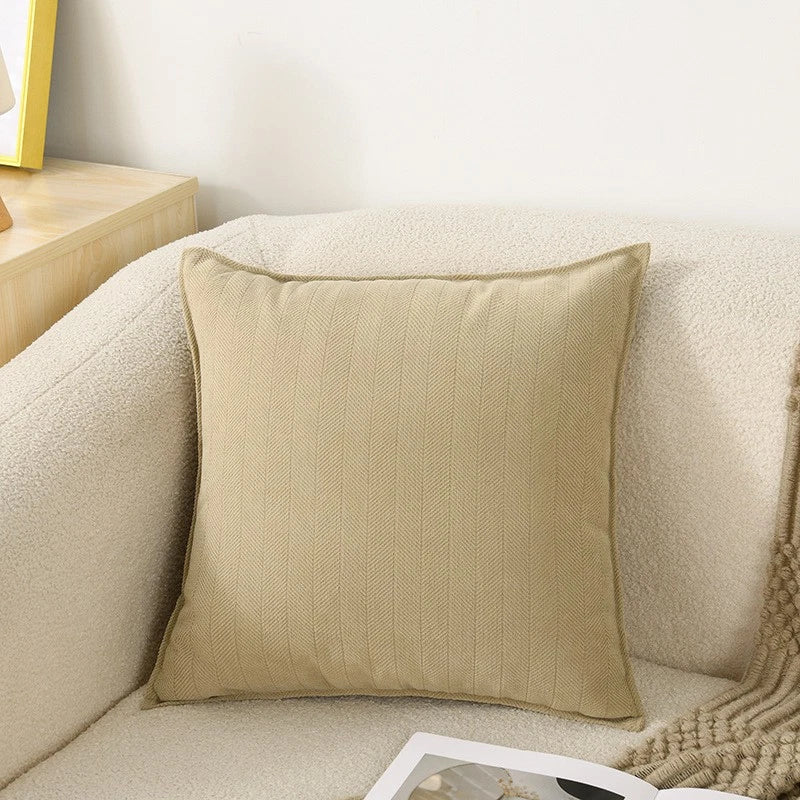 2XCream Velvet Cushion Cover Herringbone jacquard cushion Pillow Case Sofa Decor