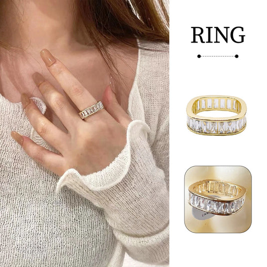 Square Zircon Diamond Row Ring Women Elegant Luxury Fashion Jewellery GiftChoice