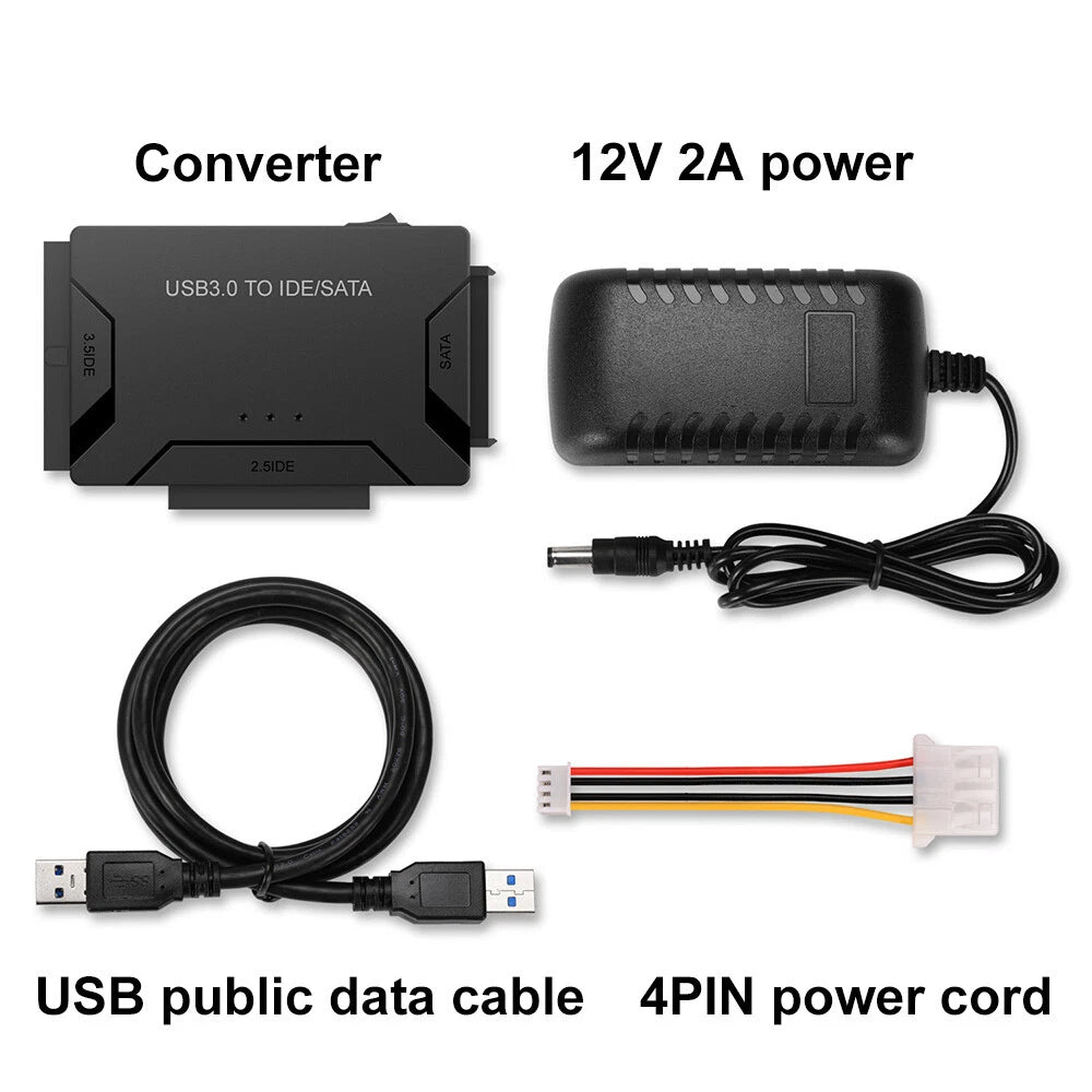 SATA IDE to USB 3.0 Adapter External Hard Drive Converter 2.5 3.5 Inch Data Kit