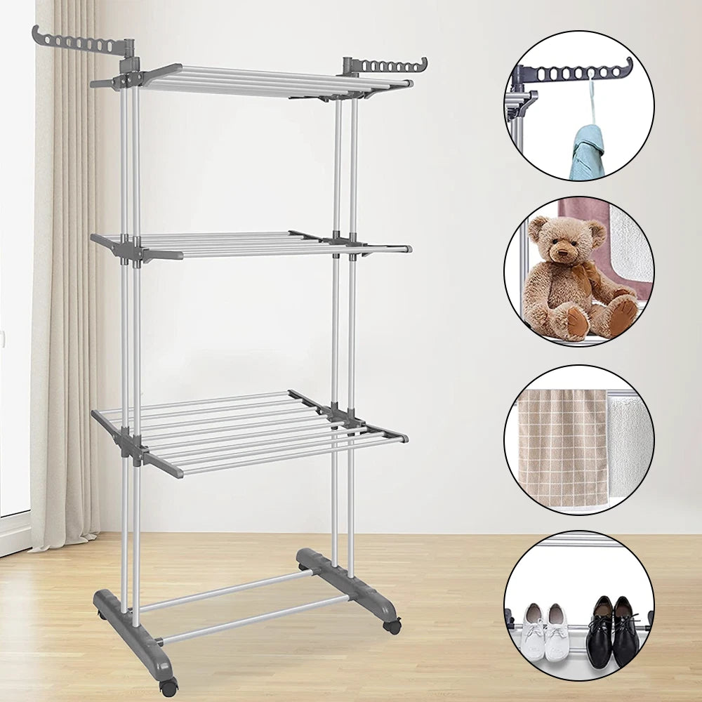 Foldable Garment Hanger Shoes Clothes Airer Drying Rack Laundry Support Horse AU