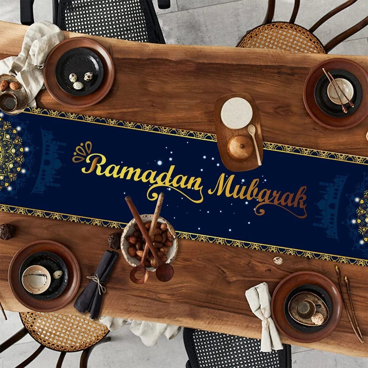 Eid Mubarak Table Runner Ramadan Decoration For Home Islamic Muslim Party Decor