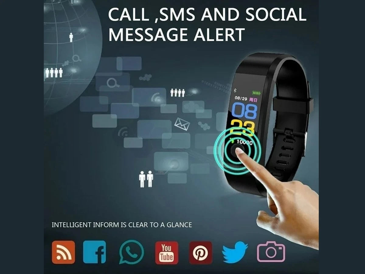 Bluetooth Fitness Tracker Smart Watch Heart Rate Monitor Step Counter Waterproof