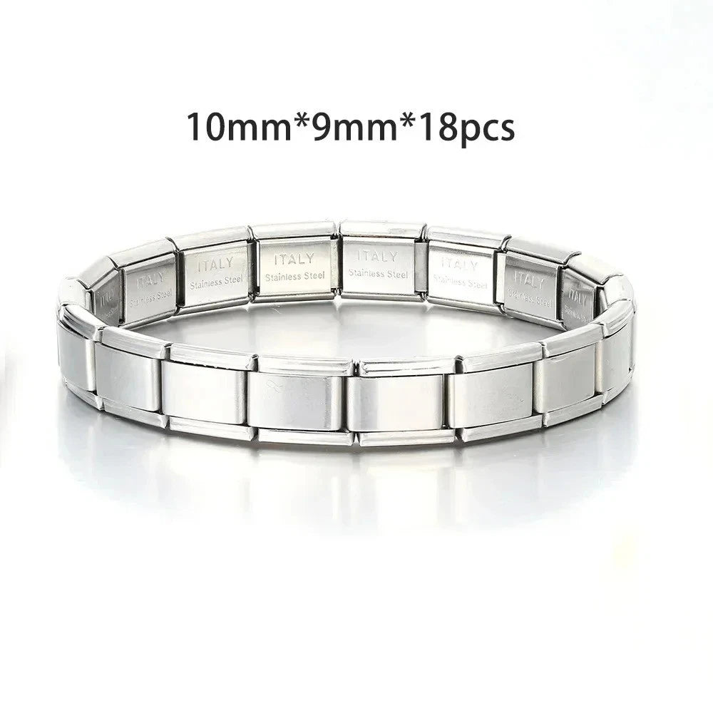 Stainless Steel Italy Bracelets Square Italian Charm Bracelets  Women Men