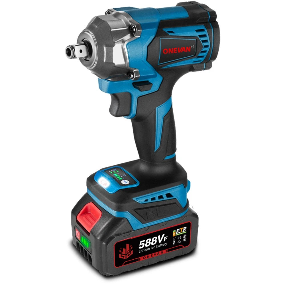 2000NM Cordless Impact Wrench Electric Brushless Rattle Gun w/2 Battery+Case Set