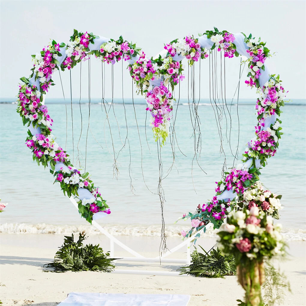 7.21ft Heart Shaped Wedding Backdrop Stand Metal Balloon Arch Frame Ceremony