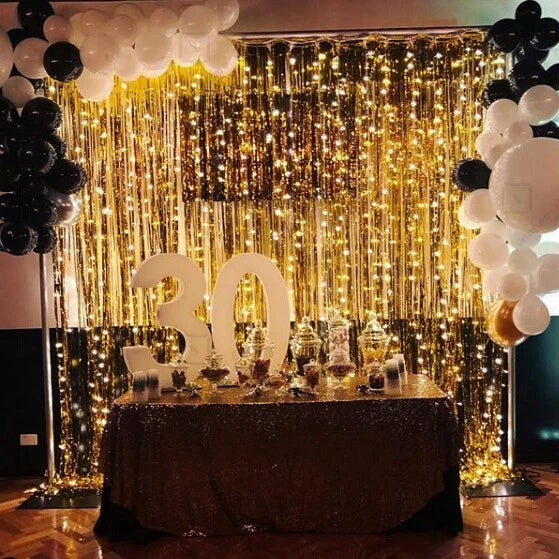 2M Metallic Fringe Tinsel Curtain Foil Backdrop Streamer Event Party Drop AUS