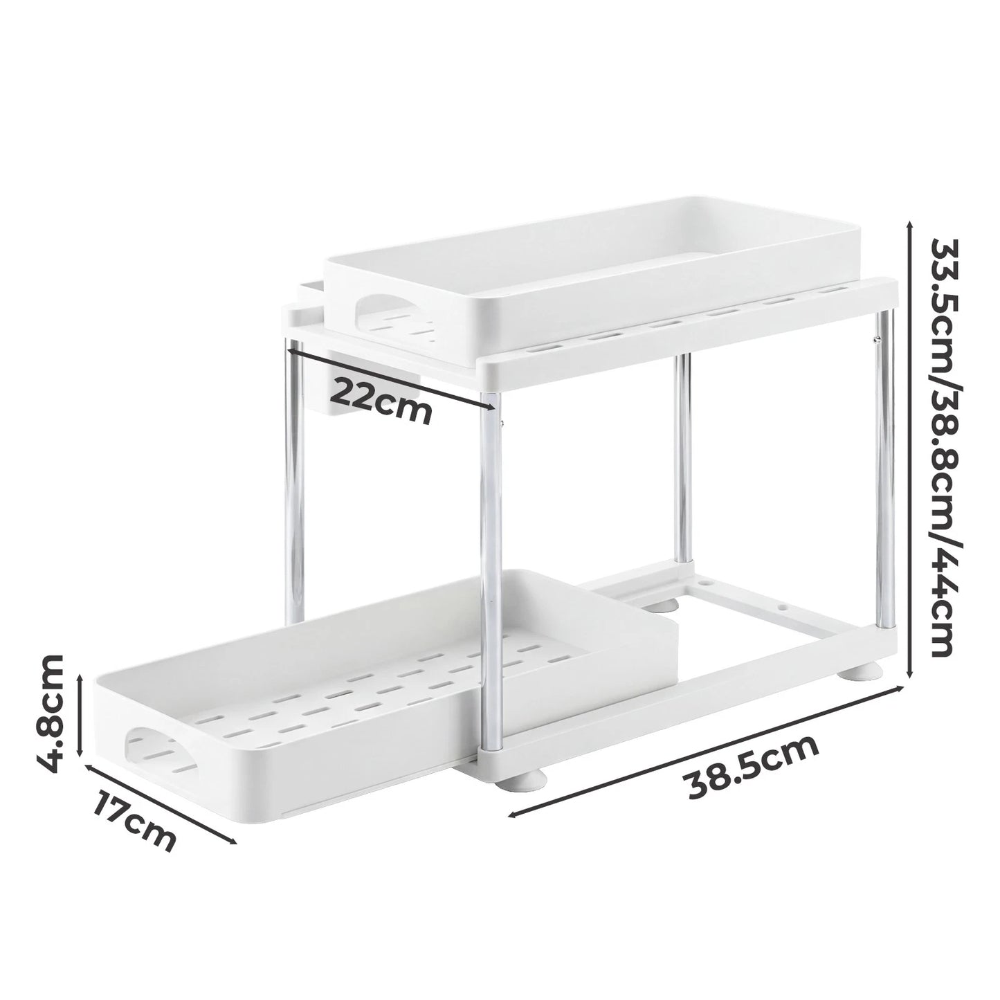 Toque 2 x Under Sink Organizer 2 Tier Cabinet Storage Rack Adjustable Kitchen