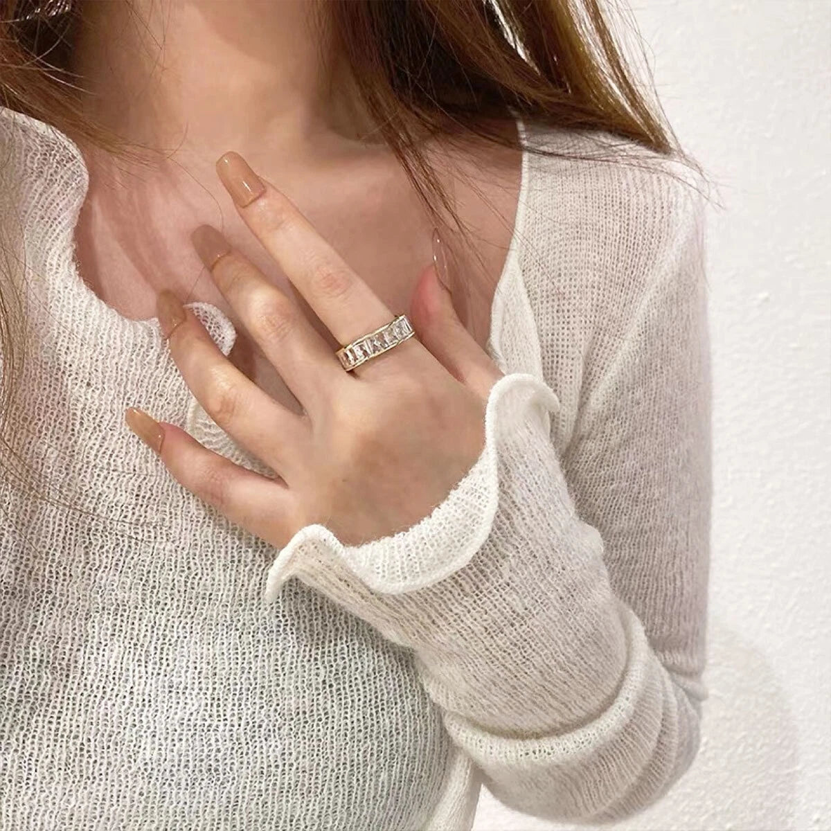 Square Zircon Diamond Row Ring Women Elegant Luxury Fashion Jewellery GiftChoice