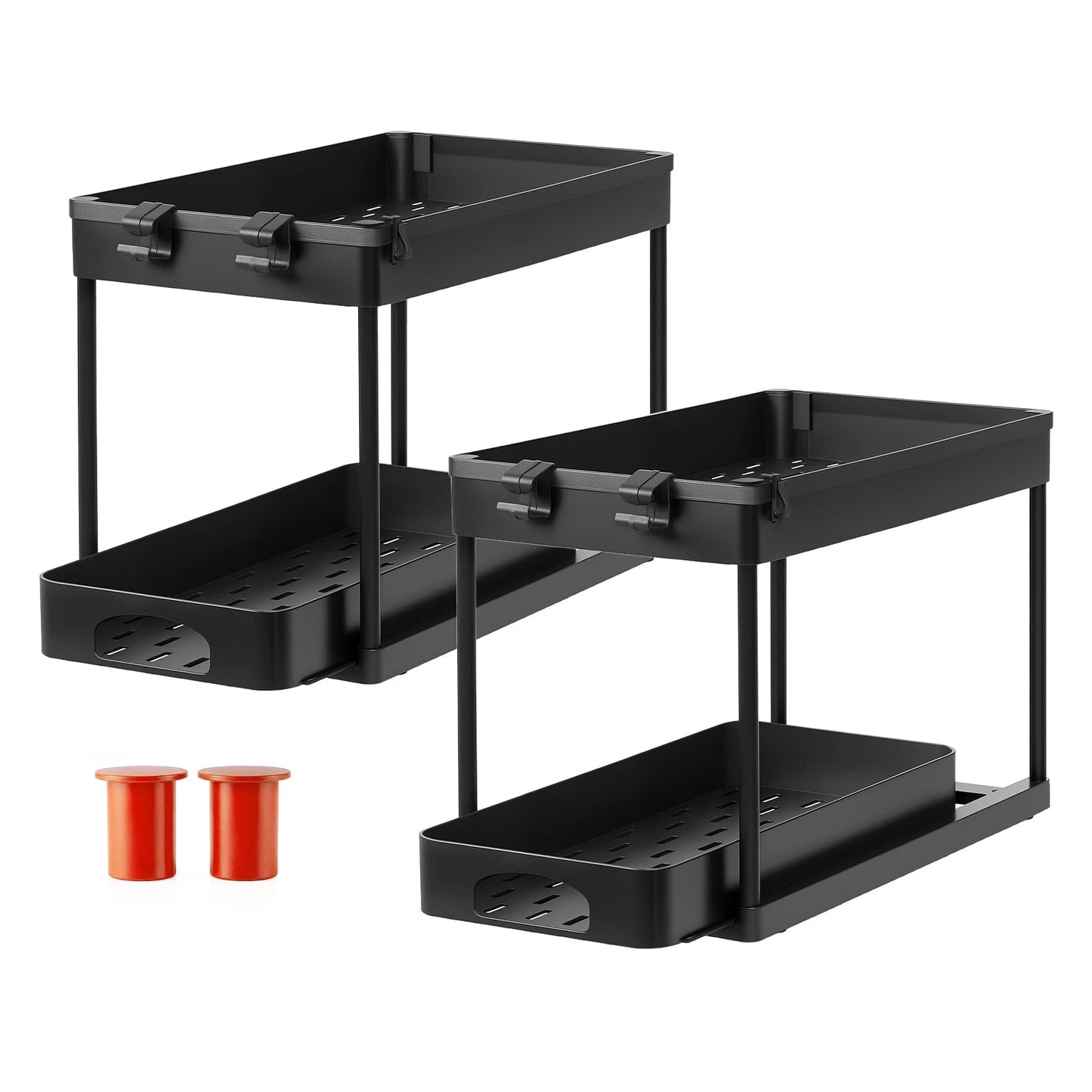 Toque 2 x Under Sink Organizer 2 Tiers Storage Sliding Drainage Kitchen Bathroom