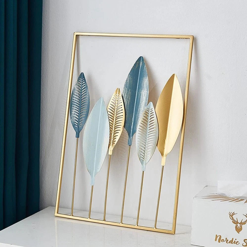 Large Metal Wall Art Ginkgo Leaf Framed Hanging Home Decor Flower Sculpture