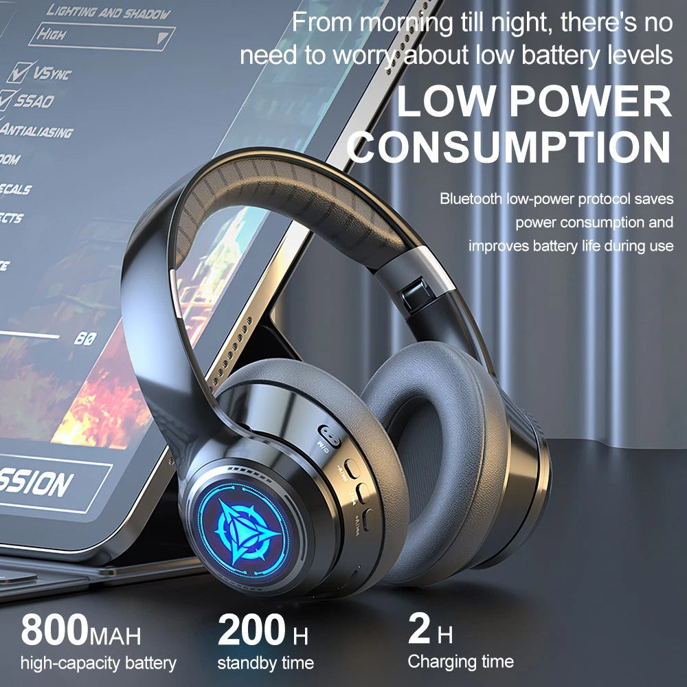 Wireless Headphones Bluetooth Earphones Stereo Headset Rechargeable with Mic