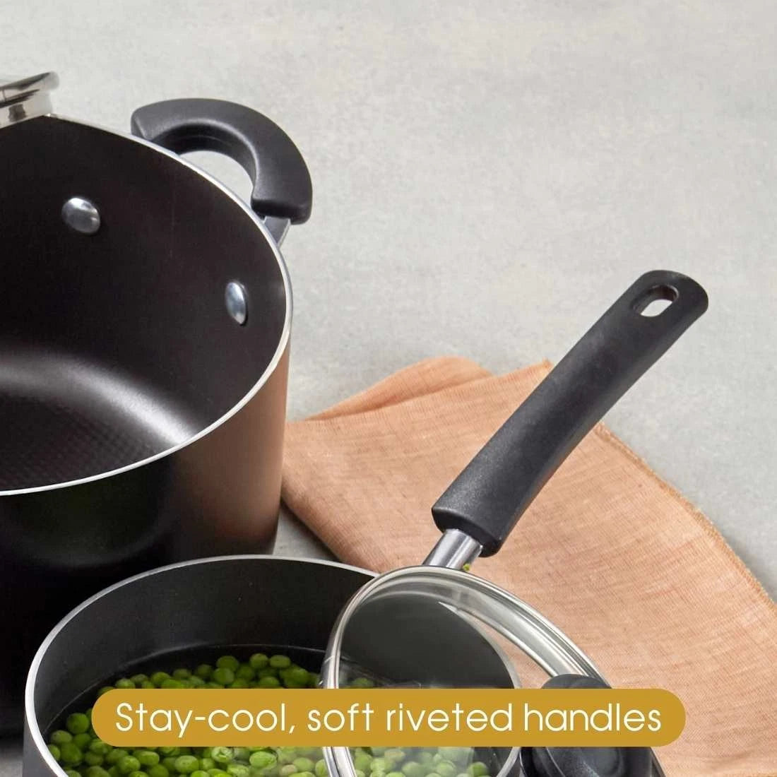 RACO Smartstart Nonstick Induction 6 Piece Cookware Set + 4  Utensils