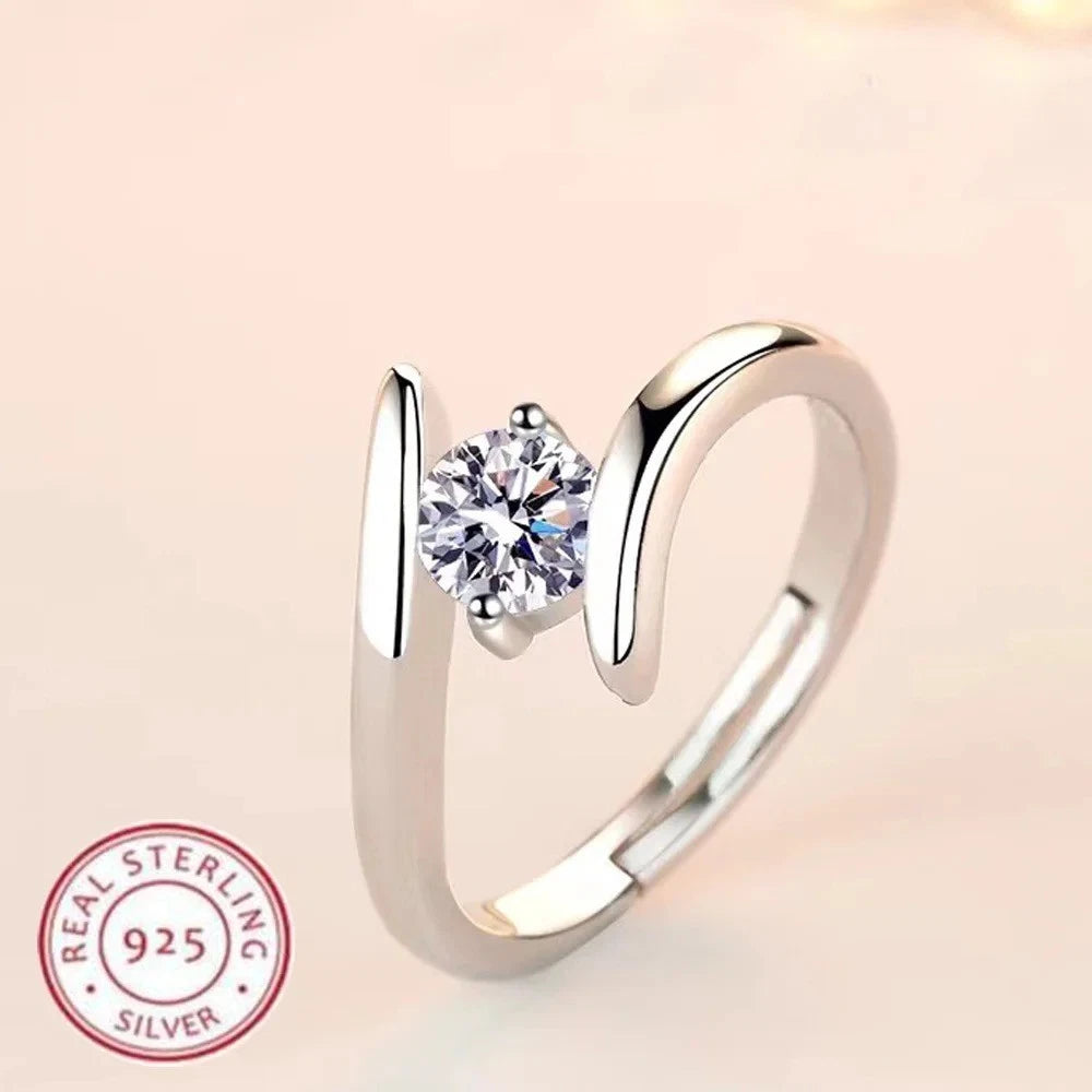 925 Sterling Silver Zircon Ring – Luxury Women’s Wedding & Party Jewelry