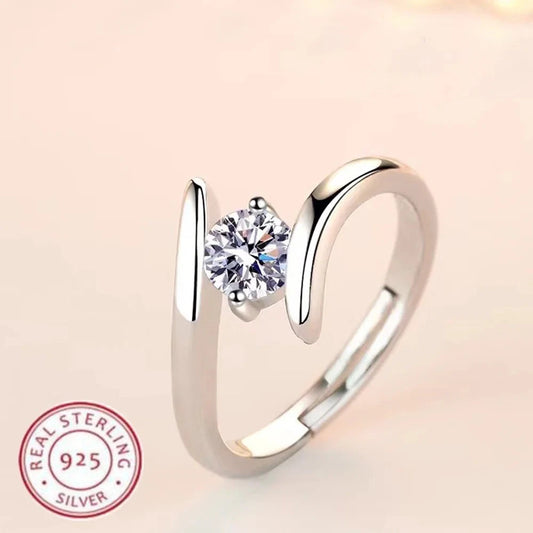 925 Sterling Silver Zircon Ring – Luxury Women’s Wedding & Party Jewelry