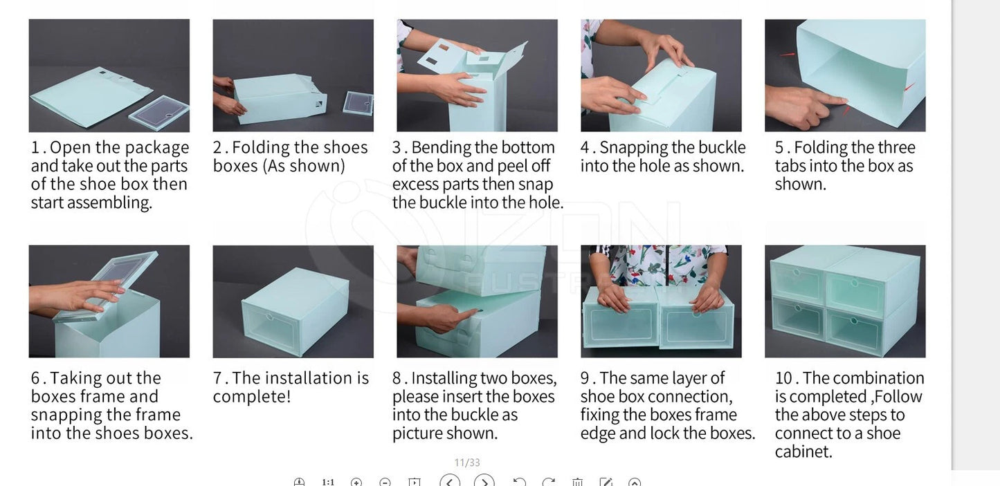 12Pcs Shoe Box Storage Case Clear Boxes Foldable Stackable Transparent Organizer