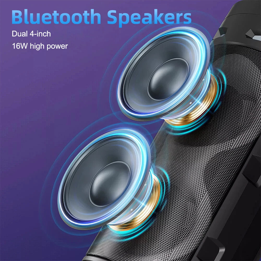 Portable Bluetooth Party Speaker Sub Woofer Heavy Bass 2000W Sound System & MIC