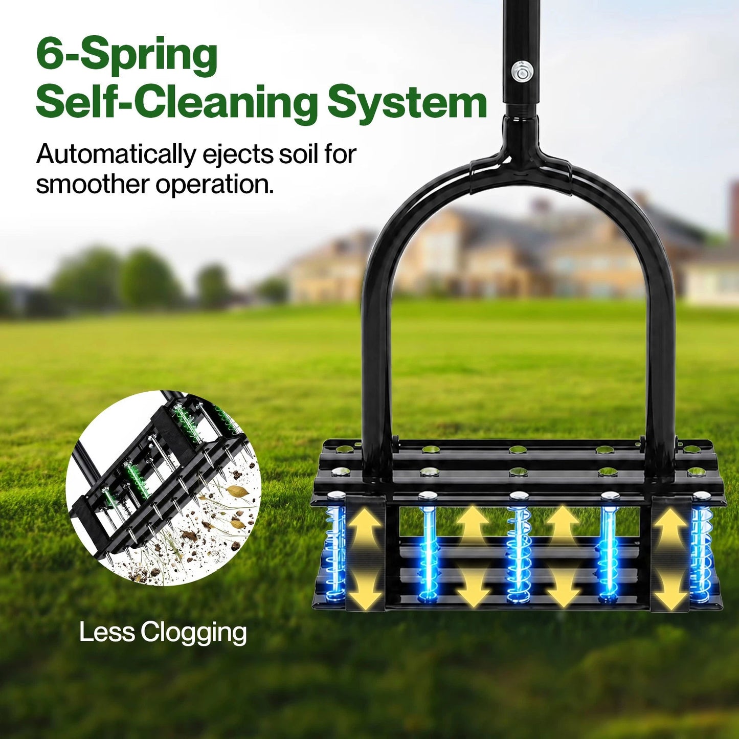 Lambu Lawn Aerator 15-Spike Manual Garden Scarifier Tool Carbon Steel Black