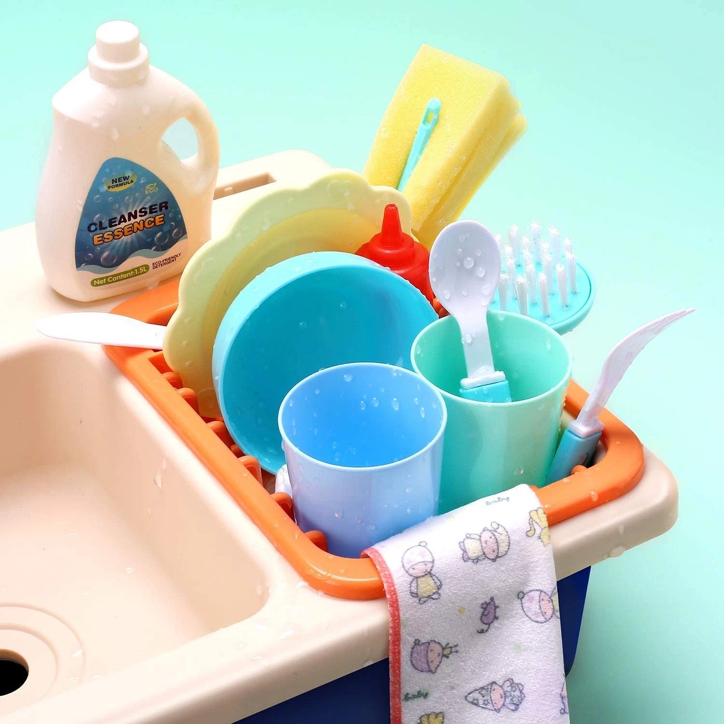 Cute Stone Pretend Play Kitchen Sink Toys Play Cooking Stove Pot Pan Tableware