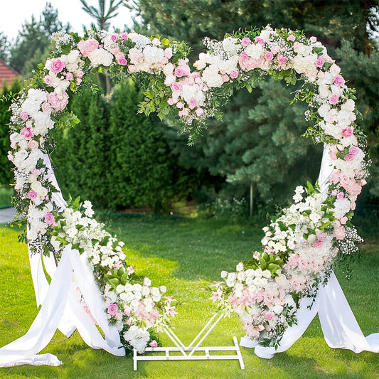 Large Double Pole Heart Shape Wedding Arches Metal Backdrop Stand Antirust Arbor