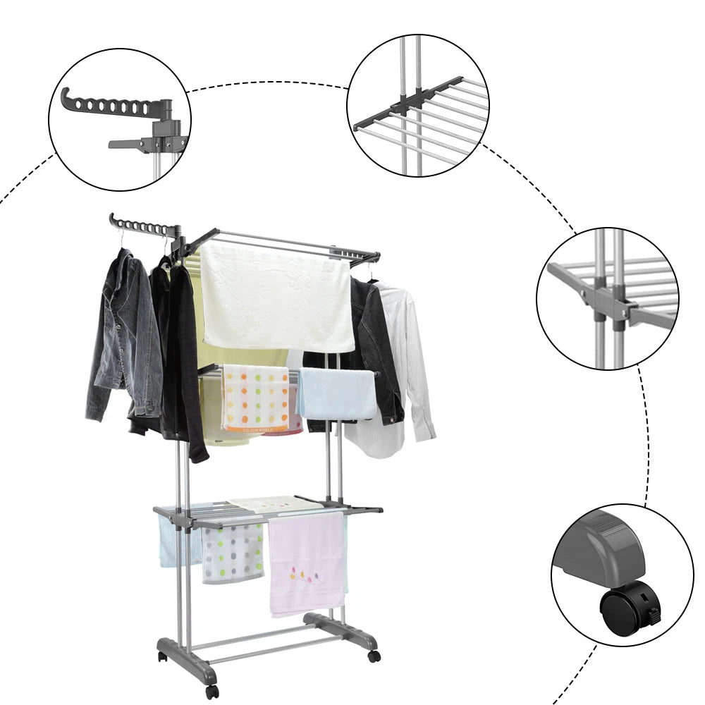 Foldable Garment Hanger Shoes Clothes Airer Drying Rack Laundry Support Horse AU