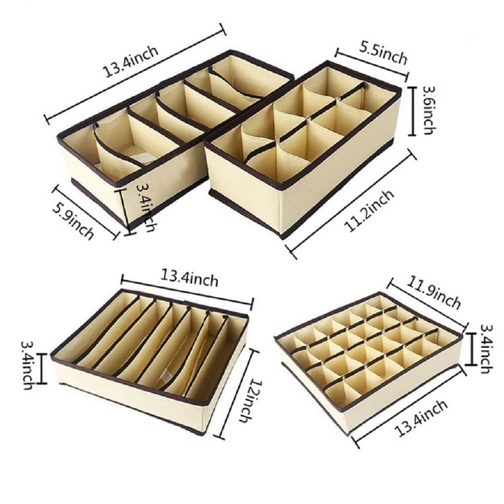 Foldable Storage Drawer Organizer Bra Underwear Closet Divider Kit 4 PCS/SET