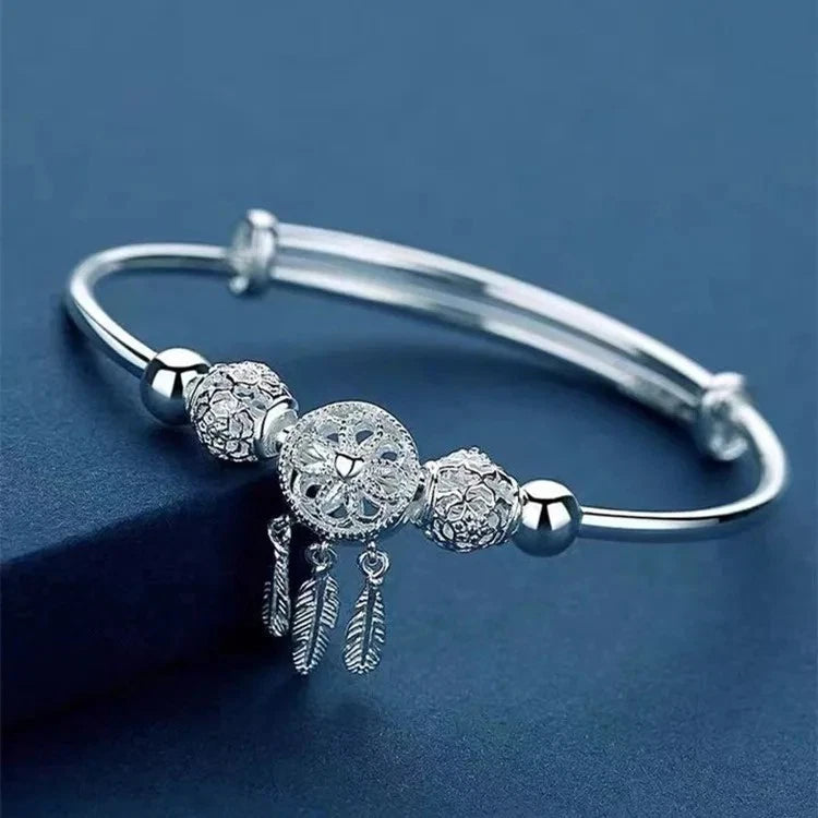 925 Sterling Silver Weave Bracelet – Adjustable Bangle for Women