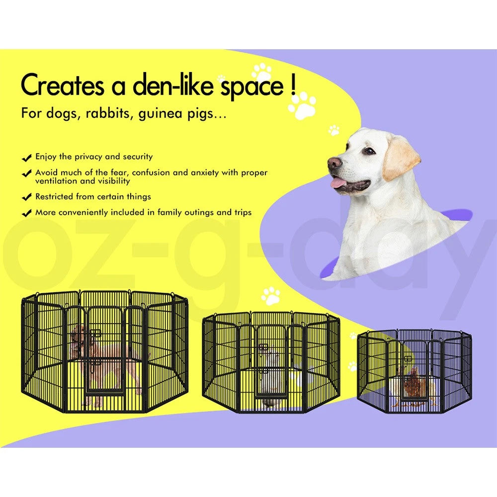 BEASTIE Dog Playpen Pet Fence Cage 8 Panel Metal Enclosure Puppy Exercise 32"