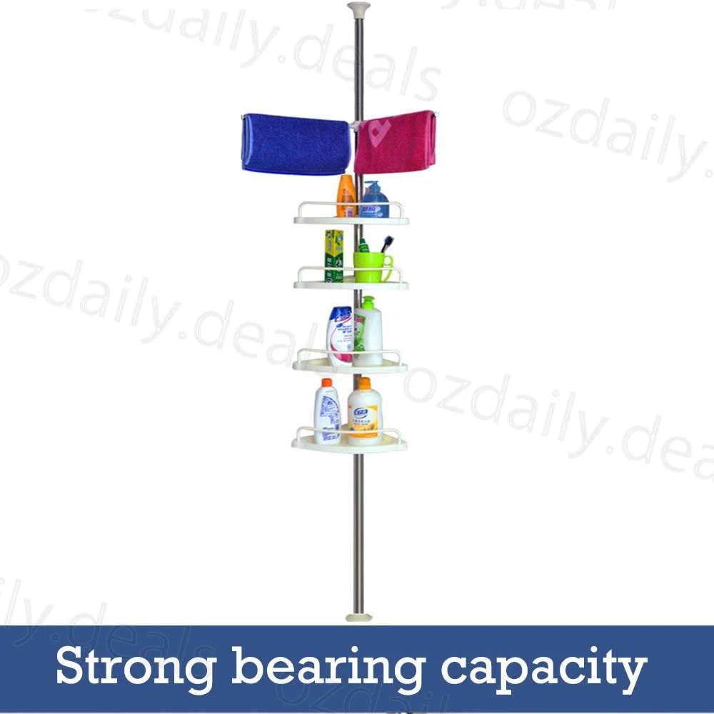 4-Tier Telescopic Shower Corner Shelf Caddy Hold Bathroom Organiser Storage Rack