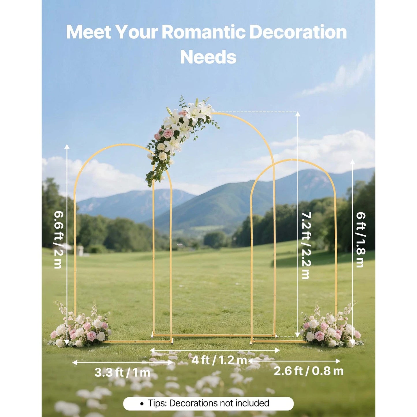 Uimoso Metal Arch Backdrop Stand 2.2/2/1.8 m Set of 3 for Weddings and Events