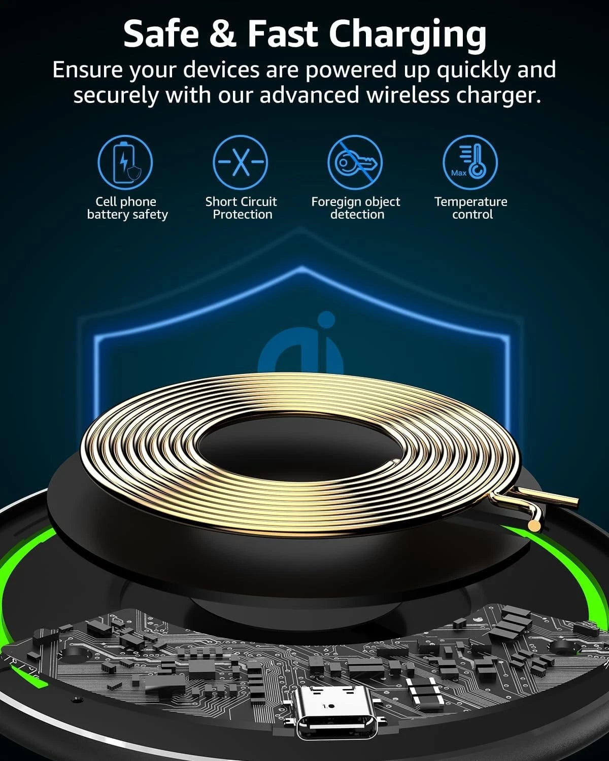 30W Fast Wireless Charging Pad for iPhone & Android – Ultra-Slim Quick Charger