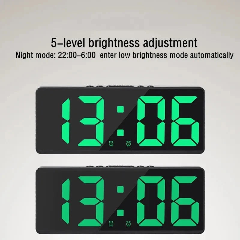 LED Digital Clock Mirror Display Snooze Alarm Temperature Time Table Desk Decor