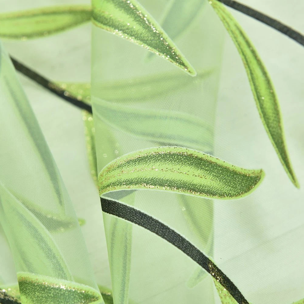 Willow Twigs Voile Sheer Door Window Curtain Drape Green Wall Decor