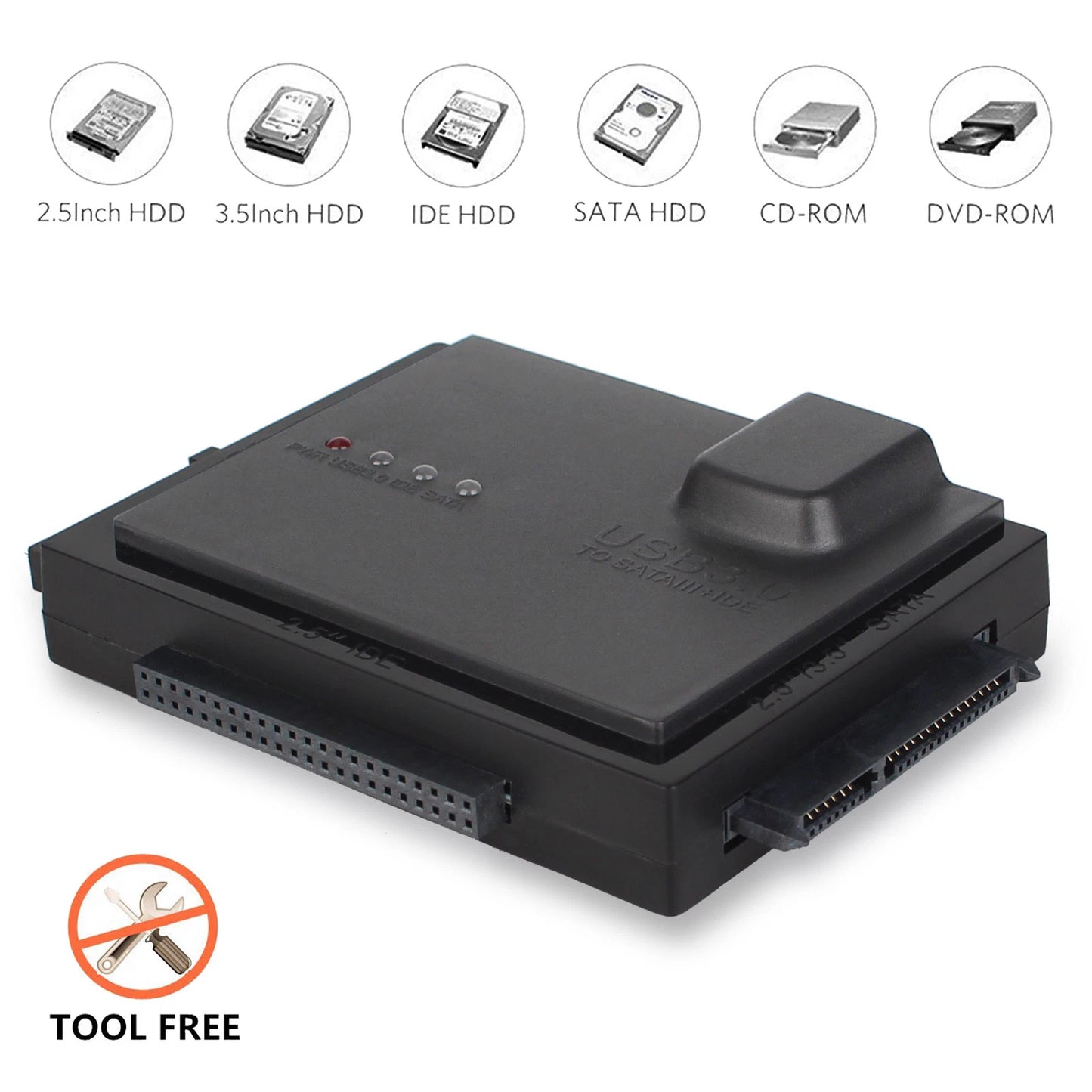 USB 3.0 to SSD/SATA/IDE Adapter (6TB）For 2.5"/3.5" External Hard Drive Disk HDD