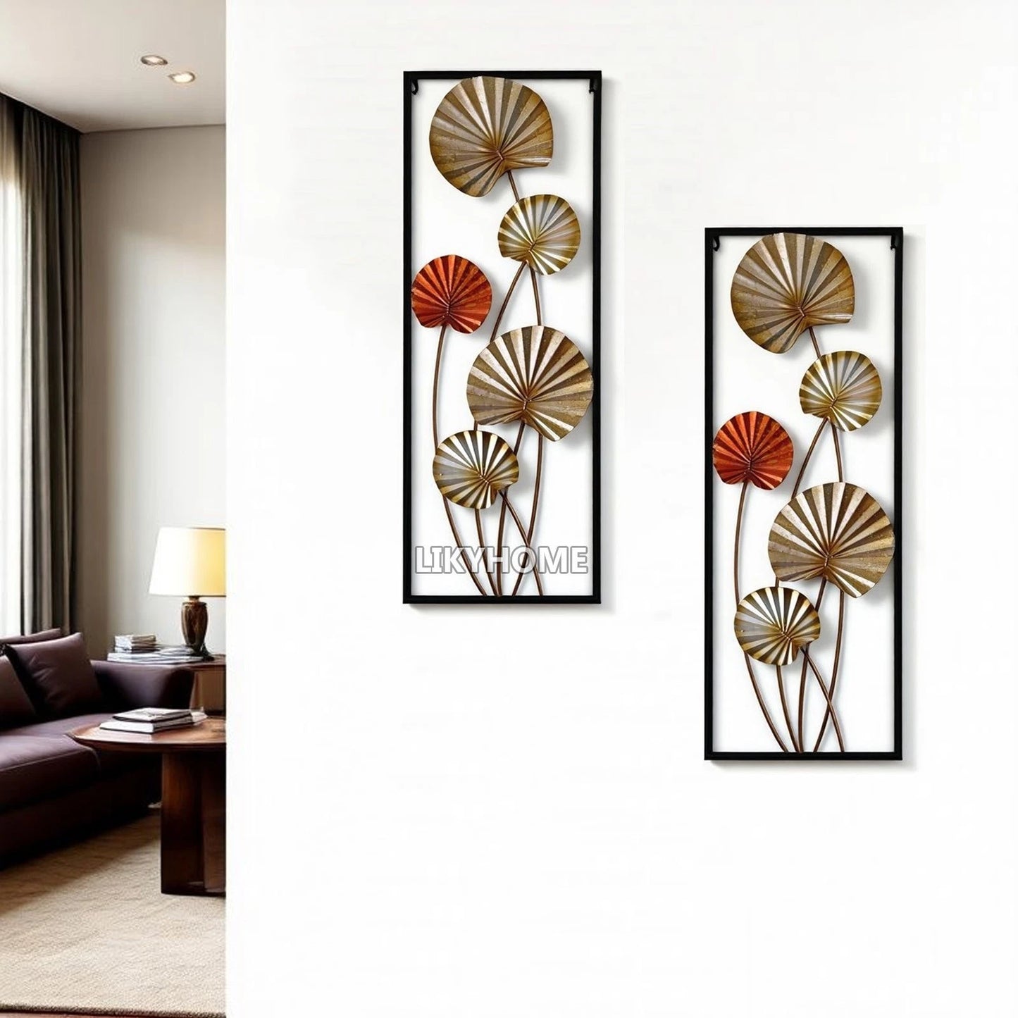 Large Framed Metal Wall Art 86cm Spring Lotus Leaf Hanging Home Garden Decor