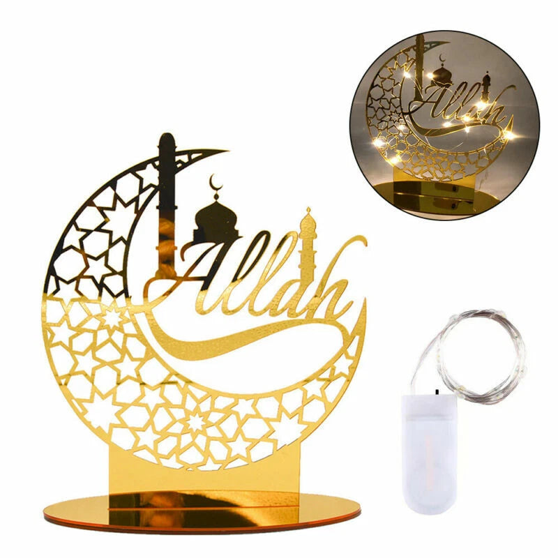 Ramadan EID Mubarak Muslim Copper Light Decorations Islamic Party Table Ornament
