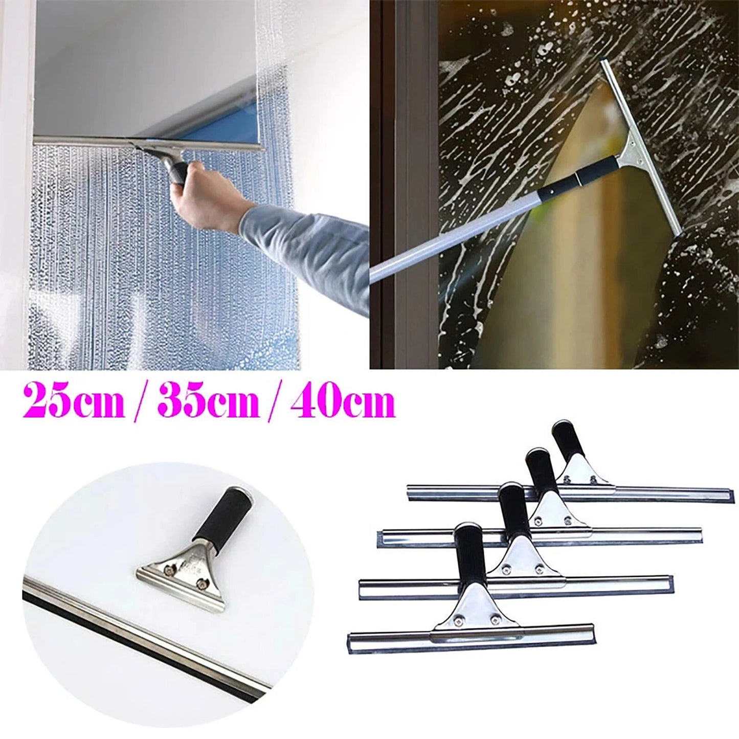 25-45cm Glass Window Cleaning Squeegee Blade Wiper Cleaner Home Shower Bathroom