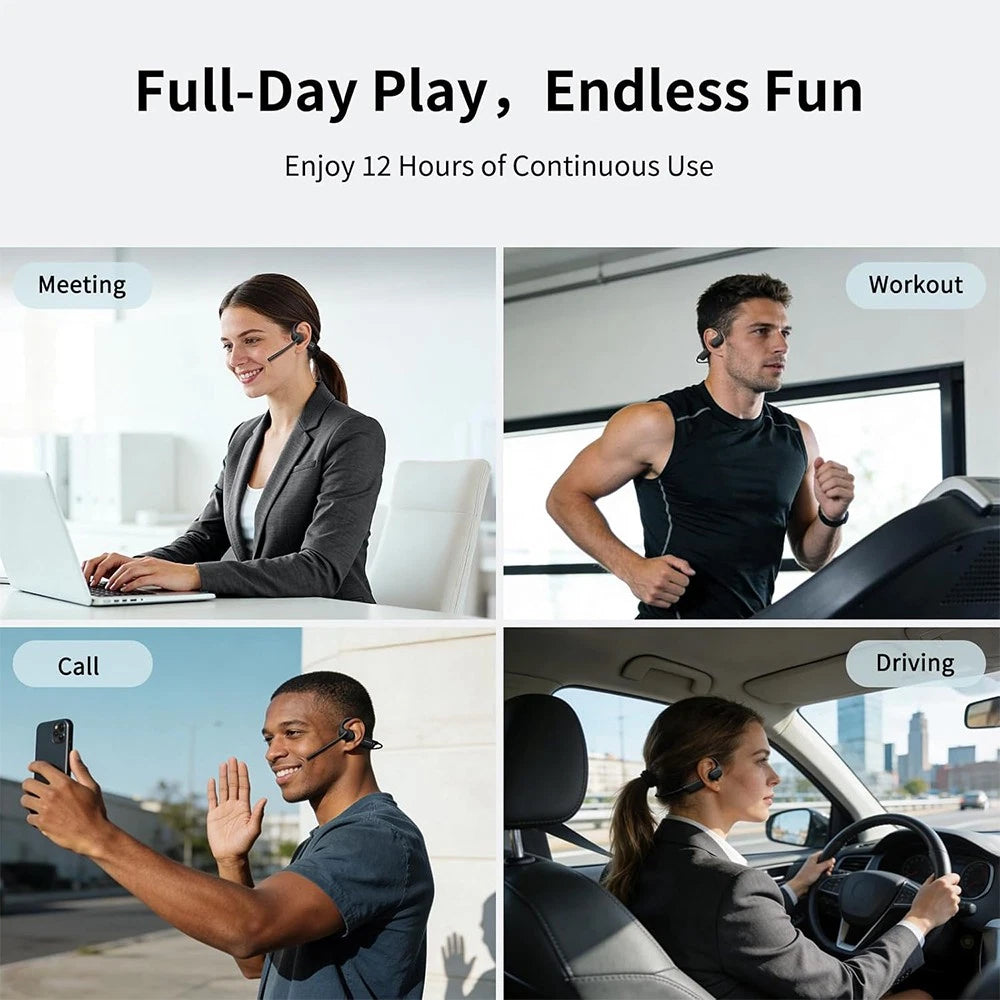 Mpow Air Conduction Headphones Trucker Bluetooth Headset Dual Noise Cancelling