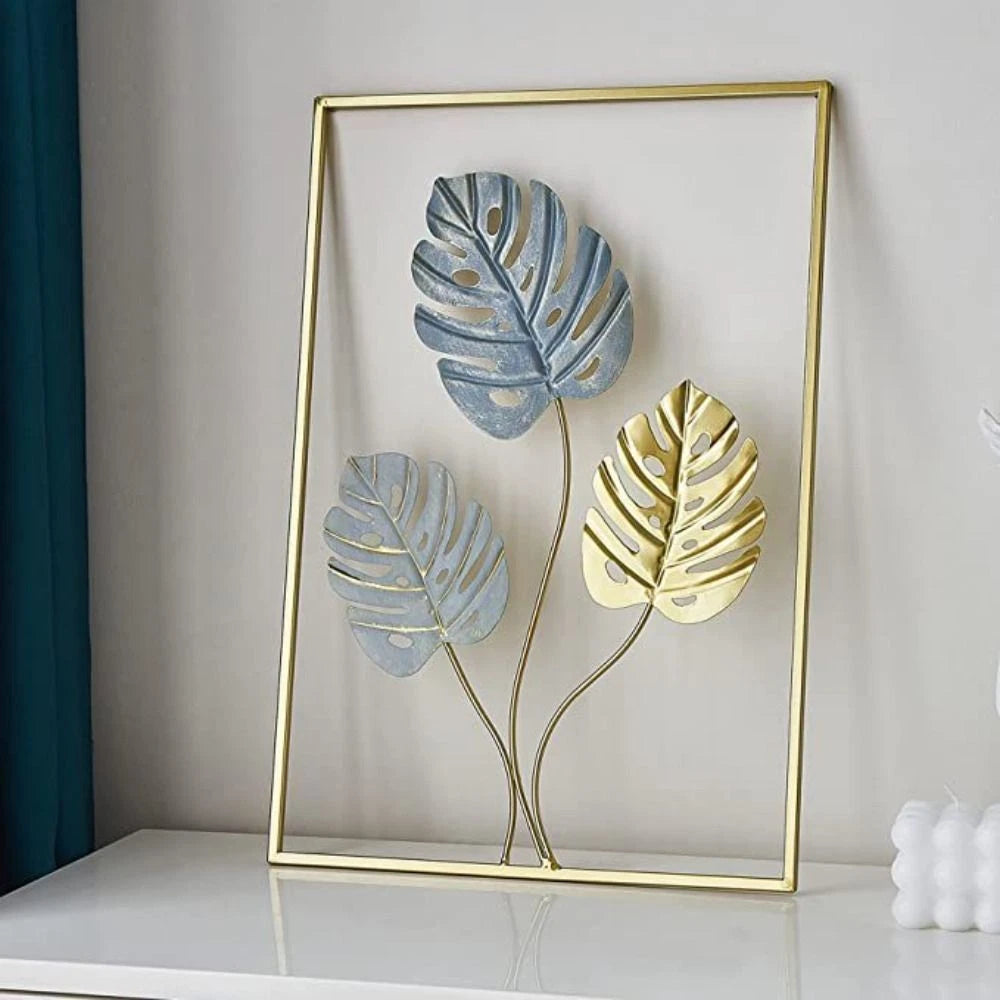Large Metal Wall Art Ginkgo Leaf Framed Hanging Home Decor Flower Sculpture