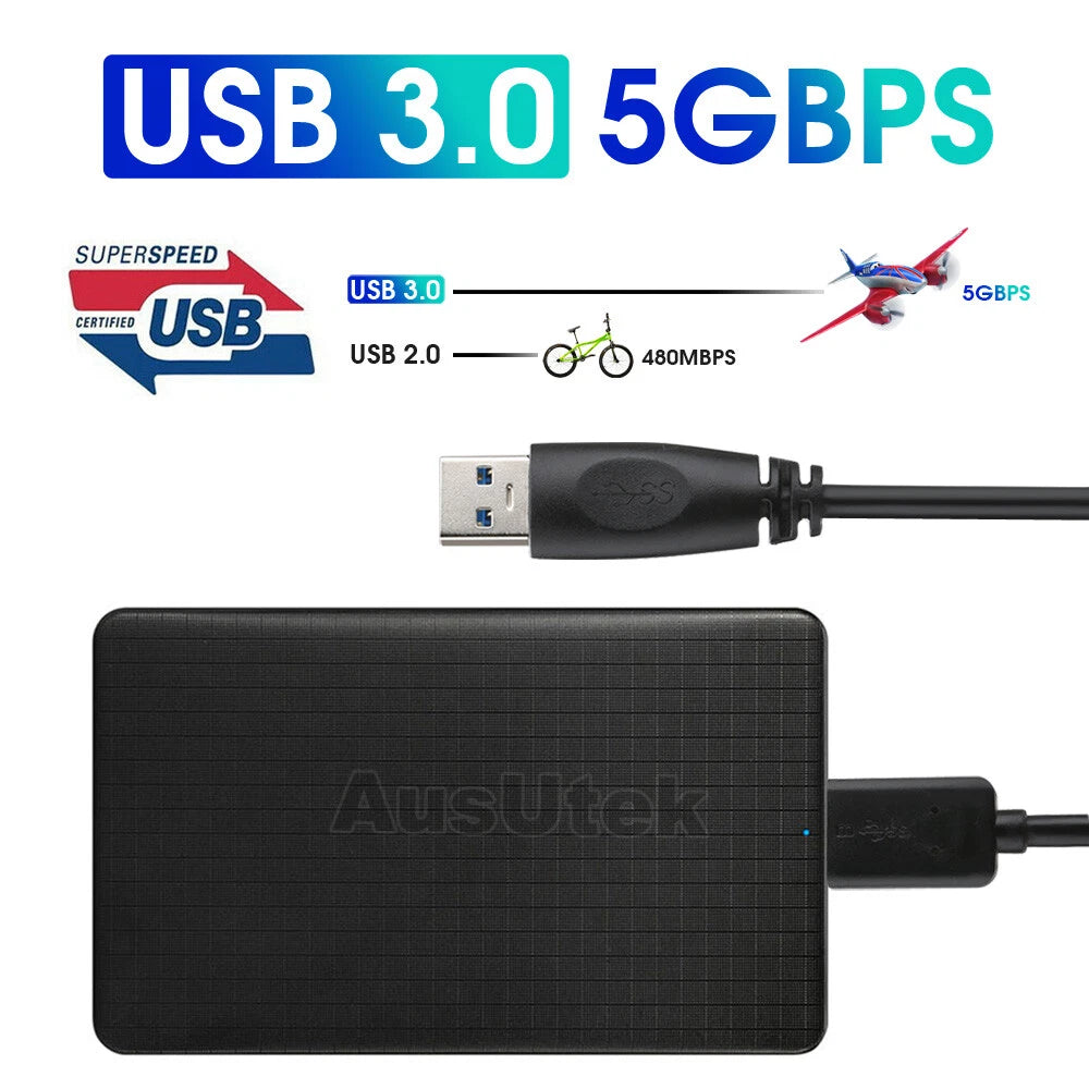 NEW USB 3.0 Portable External Hard Drive Disk Case Slim SATA Storage Box Device