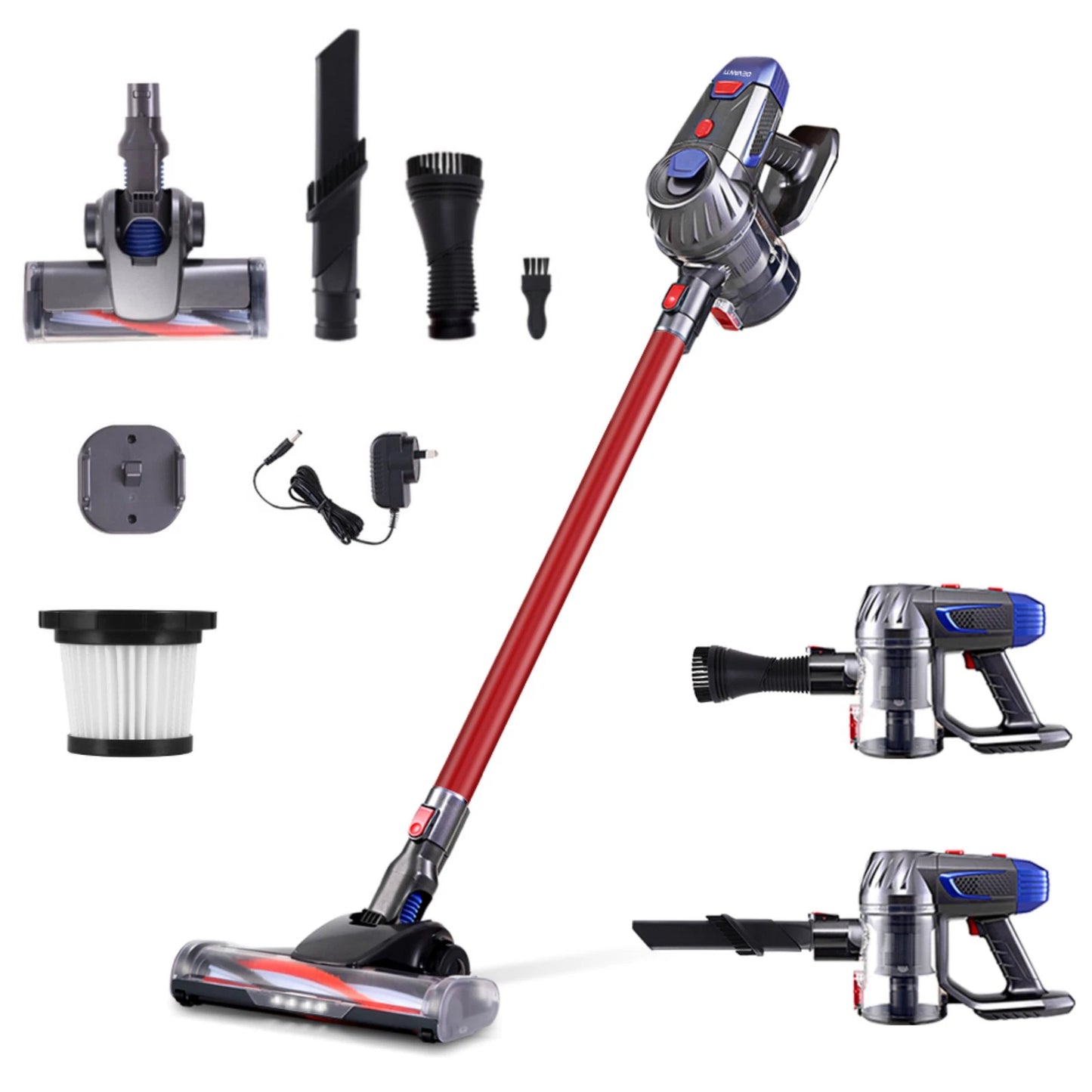 Devanti Stick Vacuum Cleaner Handstick Vac Bagless Handheld Cordless 150W Red