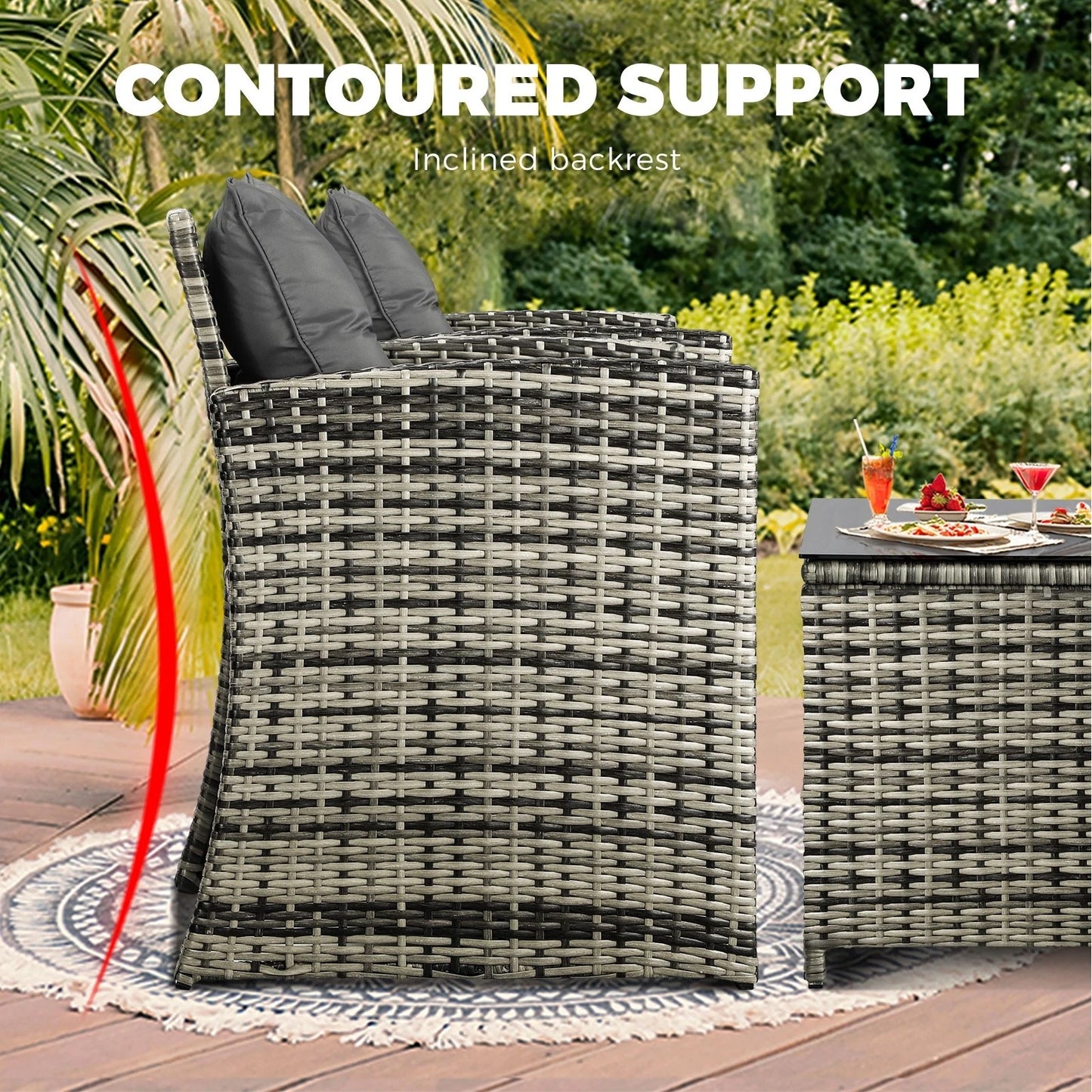 Livsip Outdoor Lounge Set Patio Furniture Dining Chairs Wicker Table  4 Piece